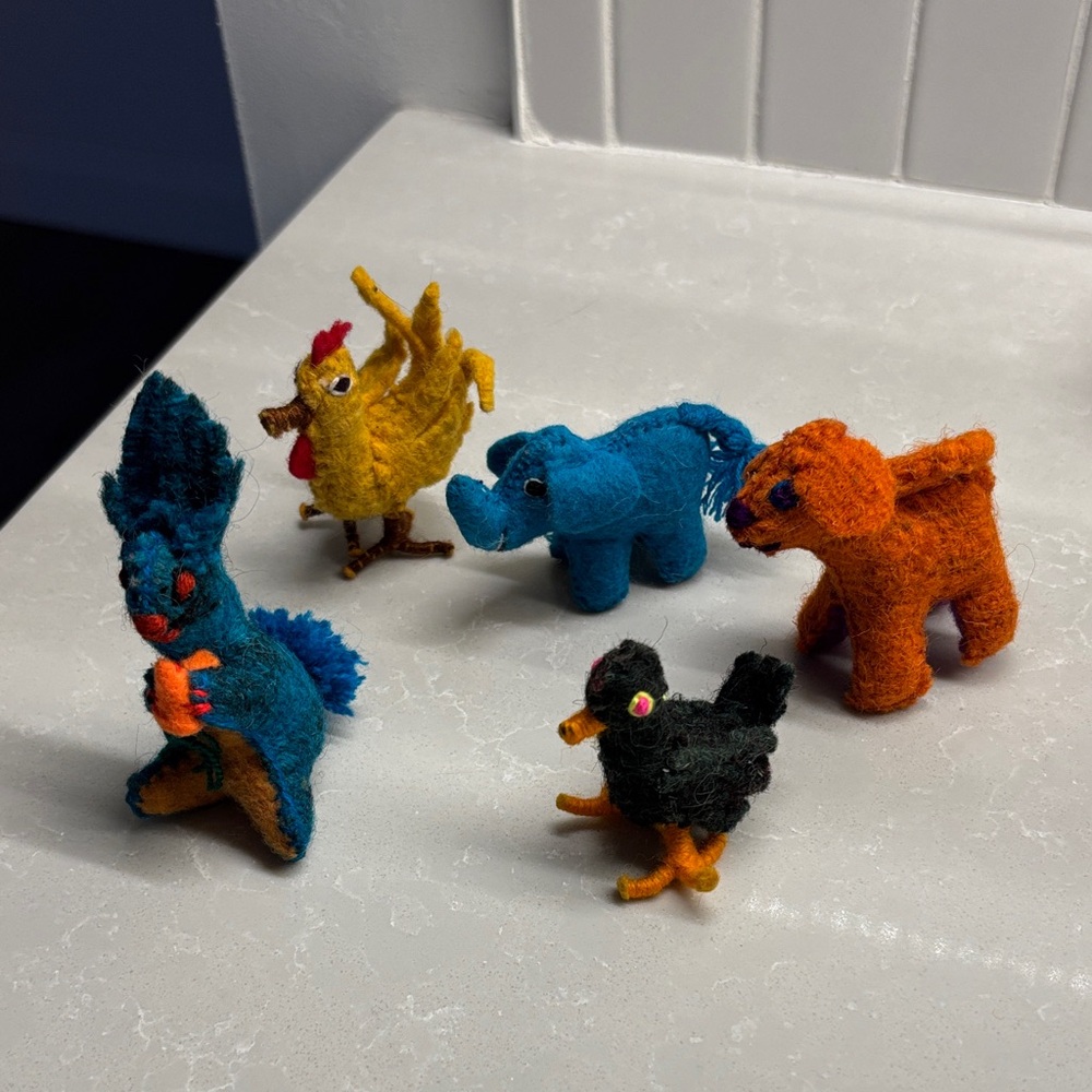 Miniature handcrafted wool/ felt animal figurines